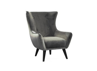 Sessel Ohrensessel Stoff Wohnzimmer Polyester Design Grau Modern Sitz